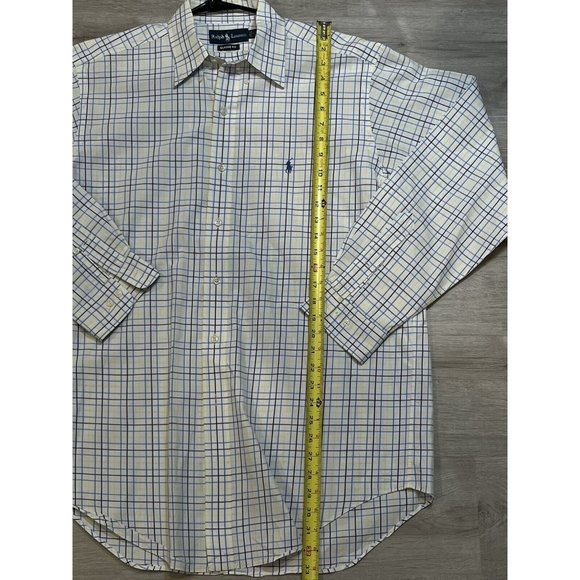 Ralph Lauren Shirt Mens 16 34-35 Classic Fit Button Down White Check Long Sleeve - Picture 3 of 6
